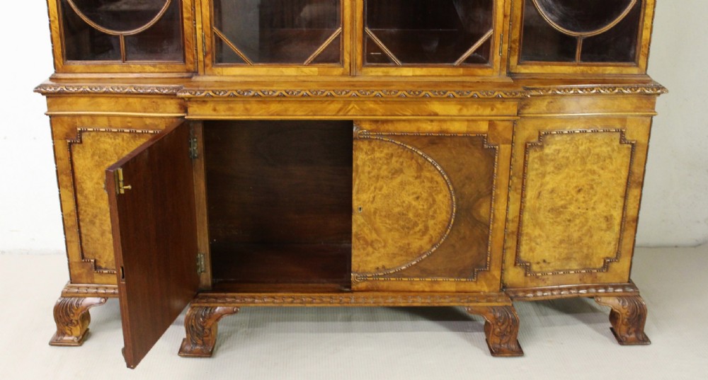 Waring and Gillow Breakfront Burr Walnut Bookcase View VI
