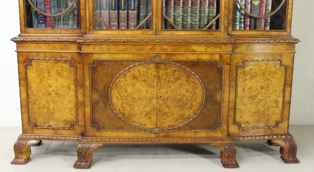 Waring and Gillow Breakfront Burr Walnut Bookcase View VIII