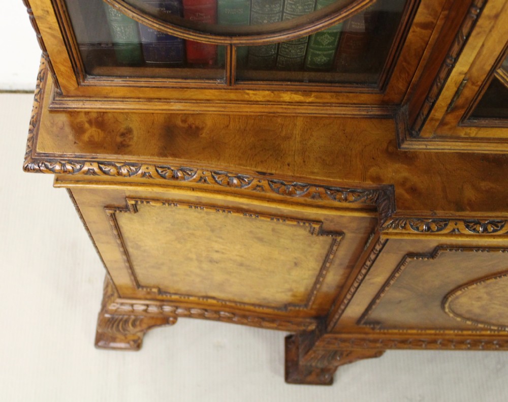 Waring and Gillow Breakfront Burr Walnut Bookcase View XIV