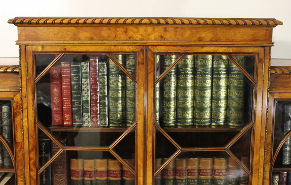 Waring and Gillow Breakfront Burr Walnut Bookcase View XV