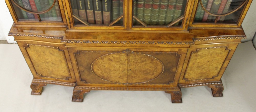 Waring and Gillow Breakfront Burr Walnut Bookcase View XVII