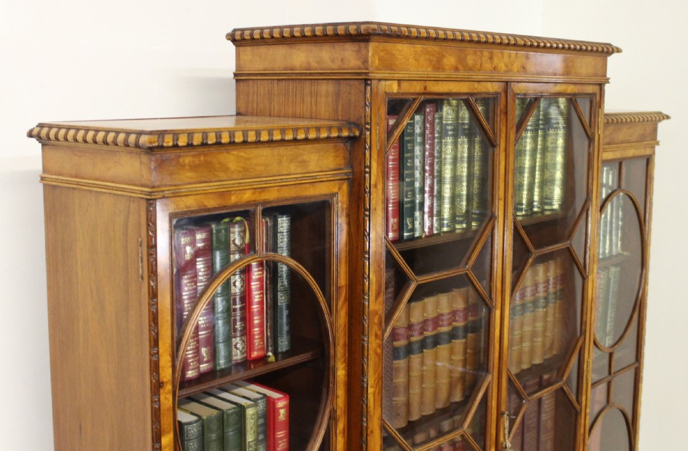 Waring and Gillow Breakfront Burr Walnut Bookcase View XXI