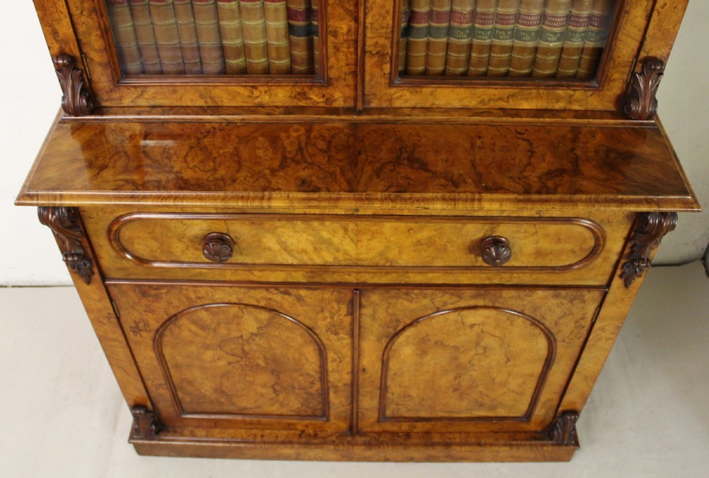 Victorian Burr Walnut Secretaire Bookcase View III