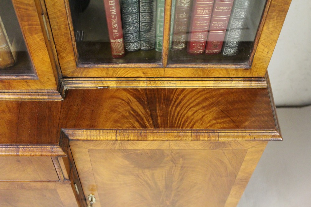 Burr Walnut Breakfront Bookcase View II