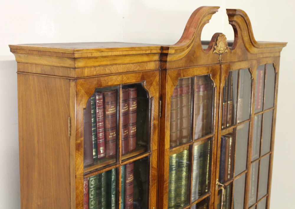 Burr Walnut Breakfront Bookcase View XV