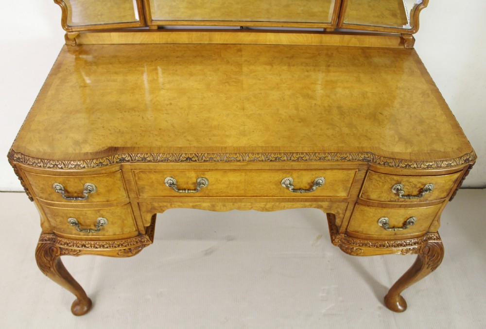 Burr Walnut Dressing Table and Stool View V