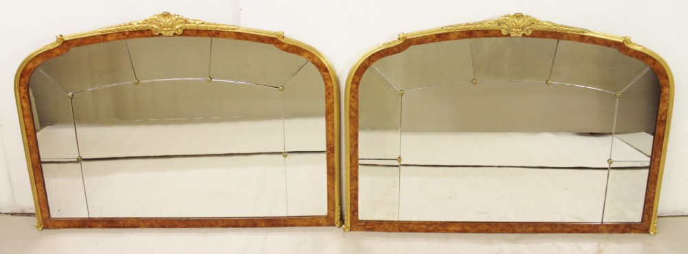 Large Pair of Burr Walnut and Ormolu Mirrors View III