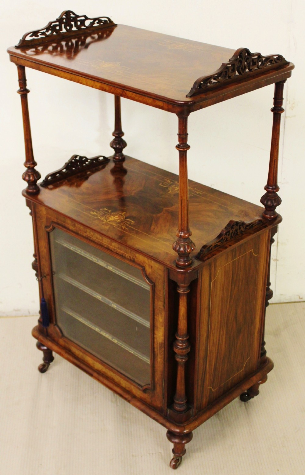 Inlaid Burr Walnut Music Cabinet Wot-Not