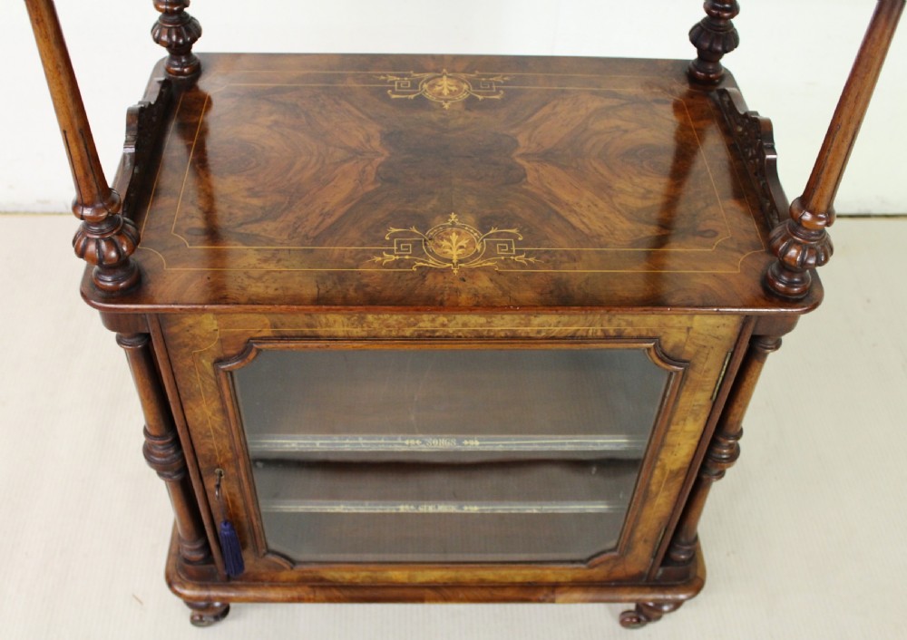 Inlaid Burr Walnut Music Cabinet Wot-Not View VIII