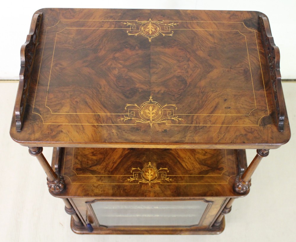 Inlaid Burr Walnut Music Cabinet Wot-Not View XIV