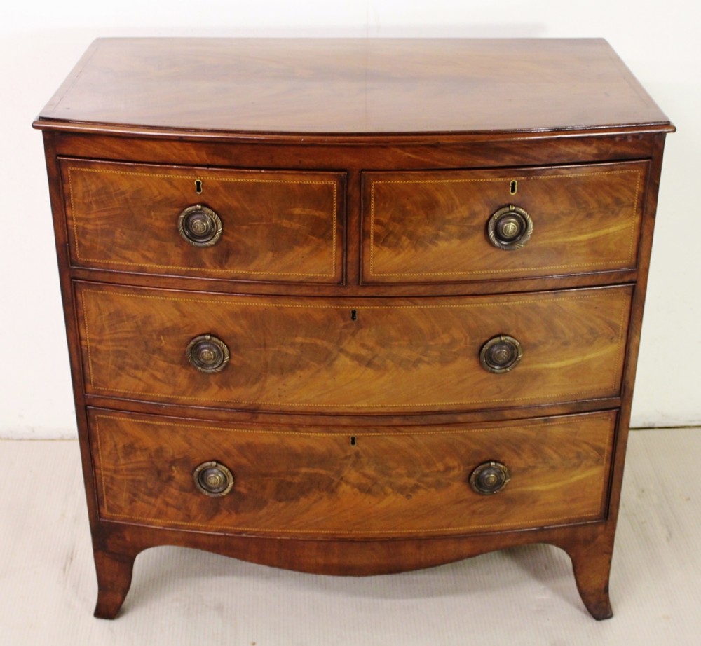 Inlaid Mahogany Bow Fronted Chest of Drawers