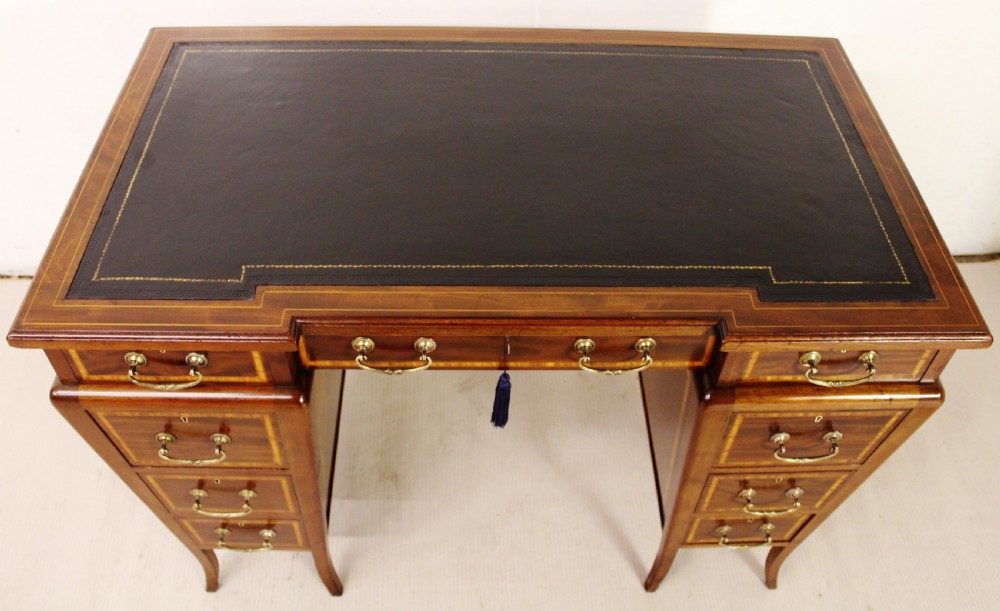 Inlaid Mahogany Pedestal Desk by Edwards and Roberts View II