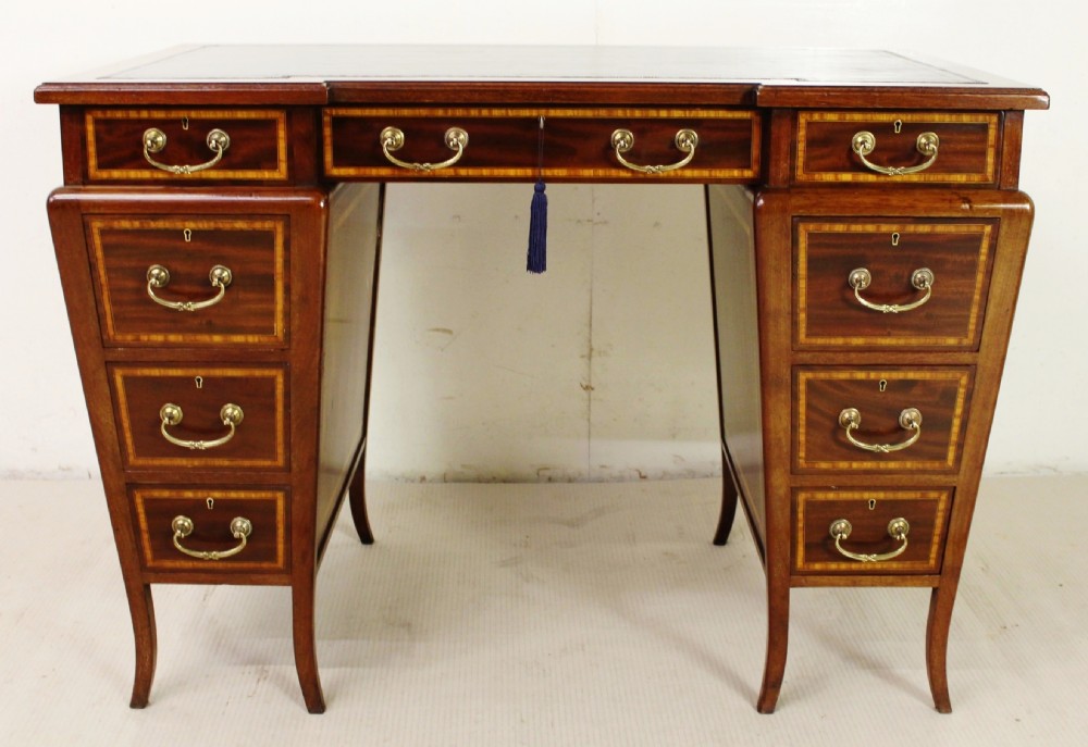 Inlaid Mahogany Pedestal Desk by Edwards and Roberts View VI
