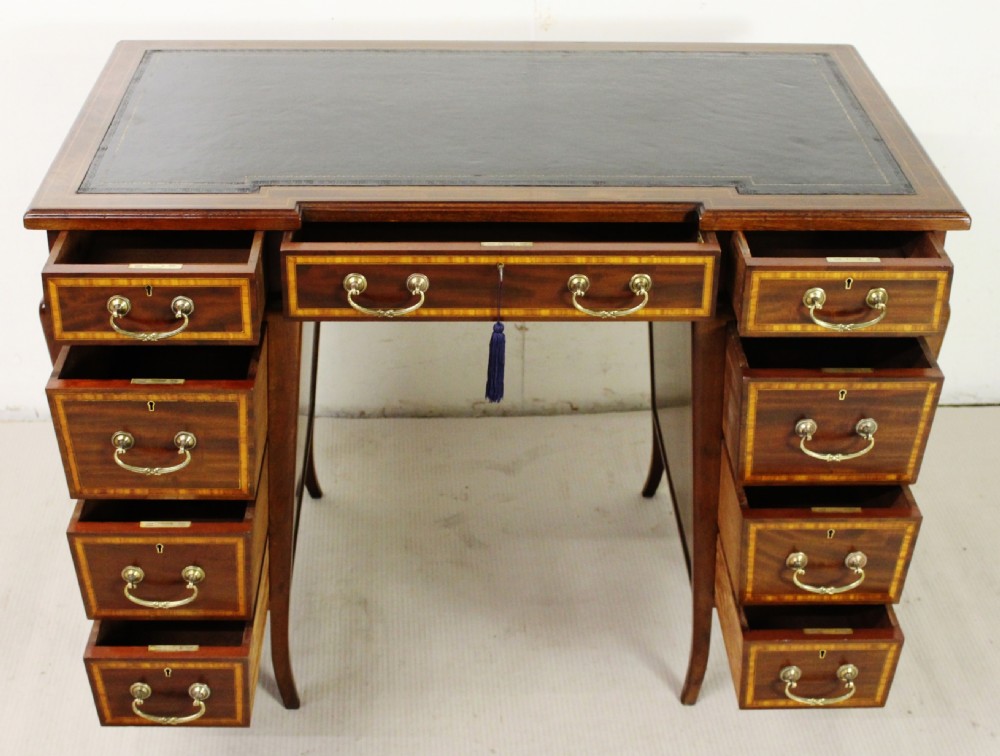 Inlaid Mahogany Pedestal Desk by Edwards and Roberts View XII