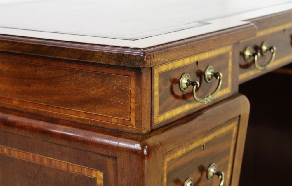 Inlaid Mahogany Pedestal Desk by Edwards and Roberts View XVIII