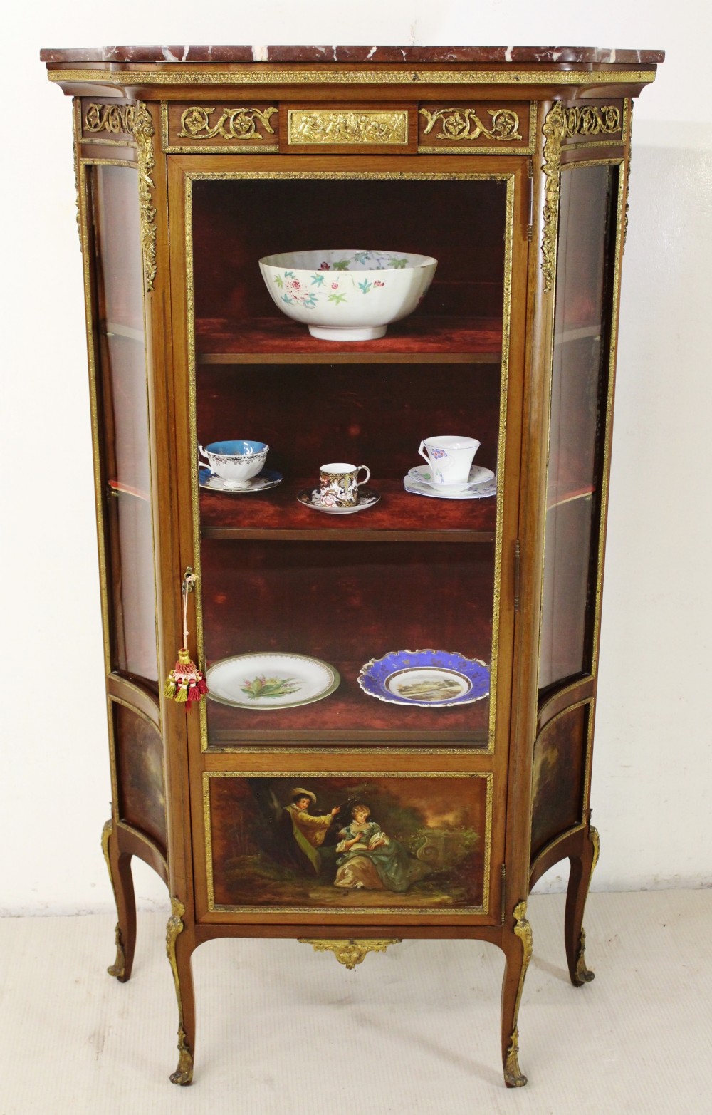 French Vernis Martin Mahogany Vitrine