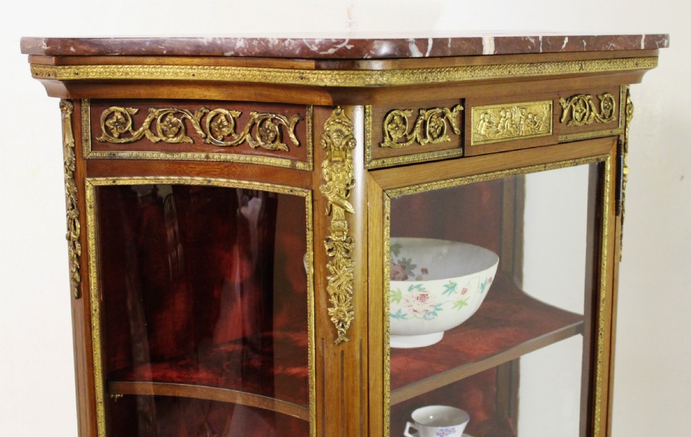 French Vernis Martin Mahogany Vitrine View V