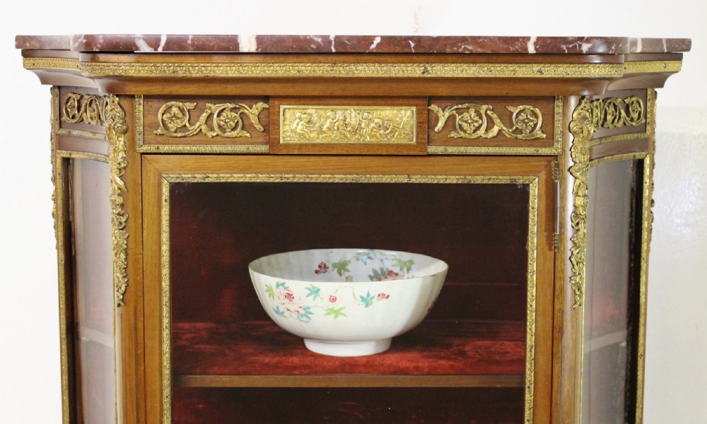 French Vernis Martin Mahogany Vitrine View VI