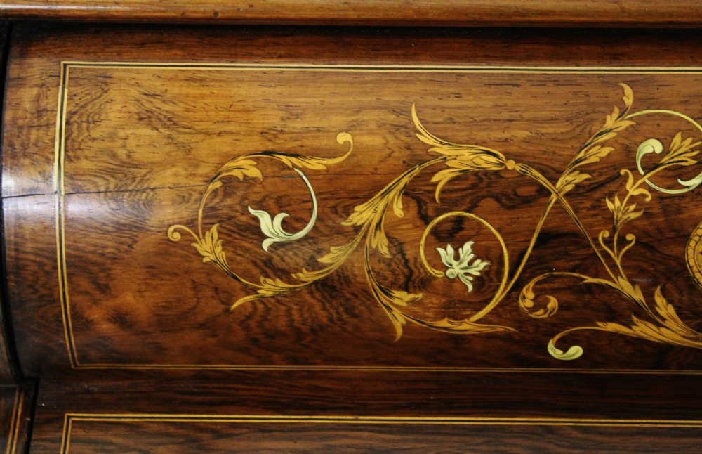 Inlaid Rosewood Cylinder Desk by W J Mansell View IX