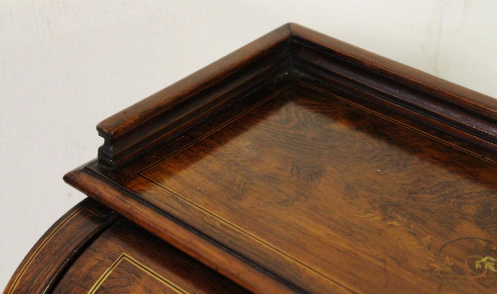 Inlaid Rosewood Cylinder Desk by W J Mansell View XIV