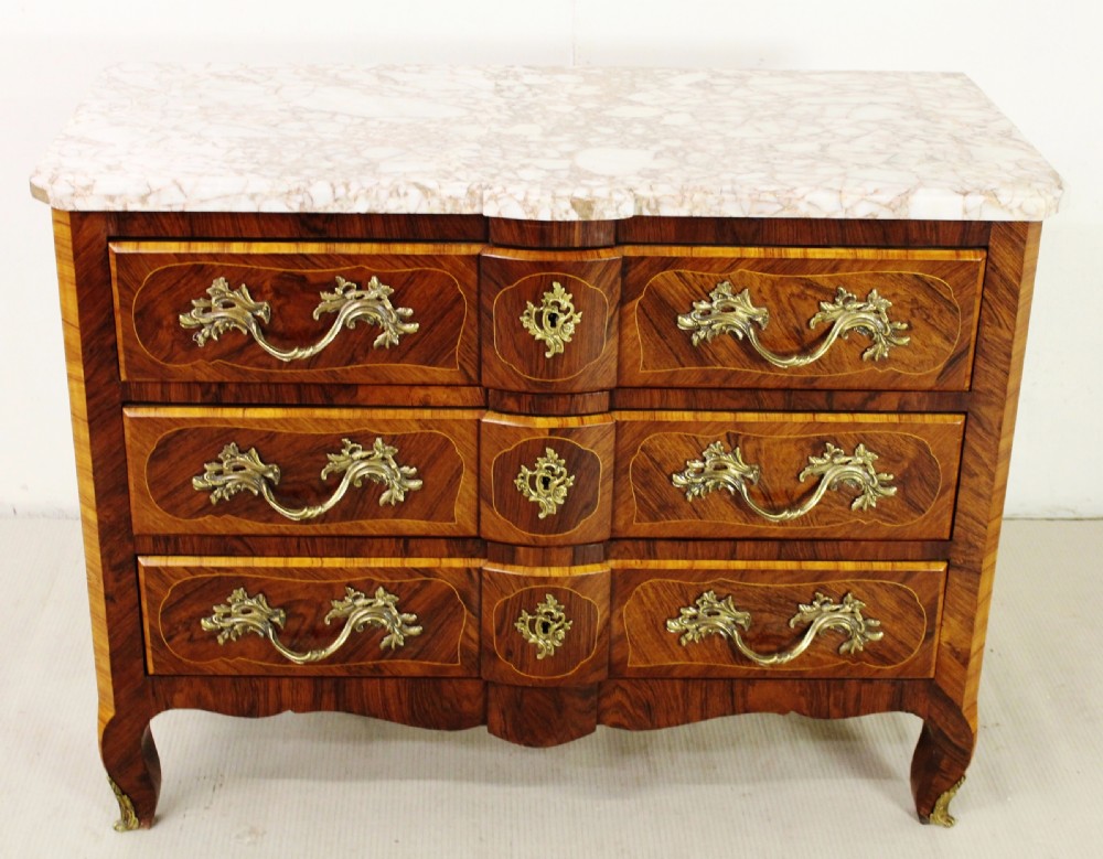 French Rosewood Marble Topped Commode