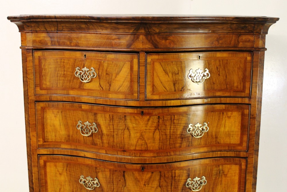 Serpentine Fronted Burr Walnut Chest on Chest View VI