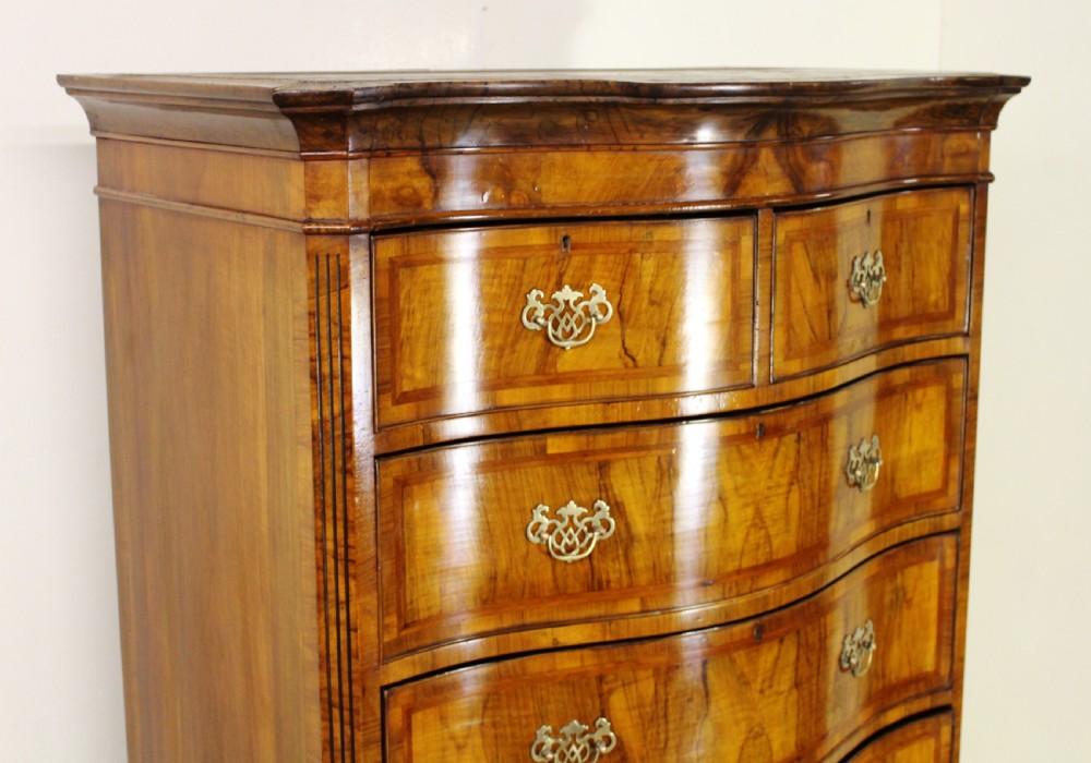 Serpentine Fronted Burr Walnut Chest on Chest View VIII