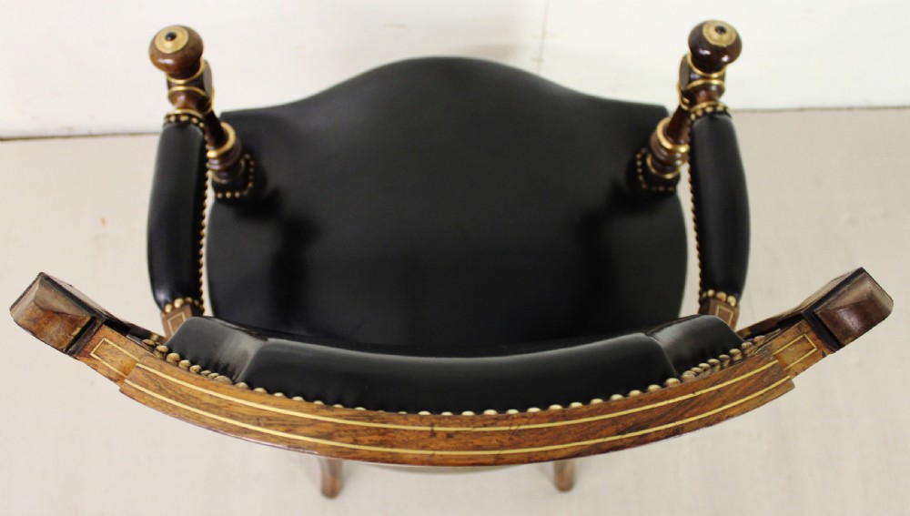 Pair of Brass Inlaid Leather Upholstered Armchairs View XIX