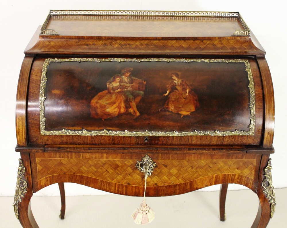 Vernis Martin and Parquetry Cylinder Bureau  View VIII