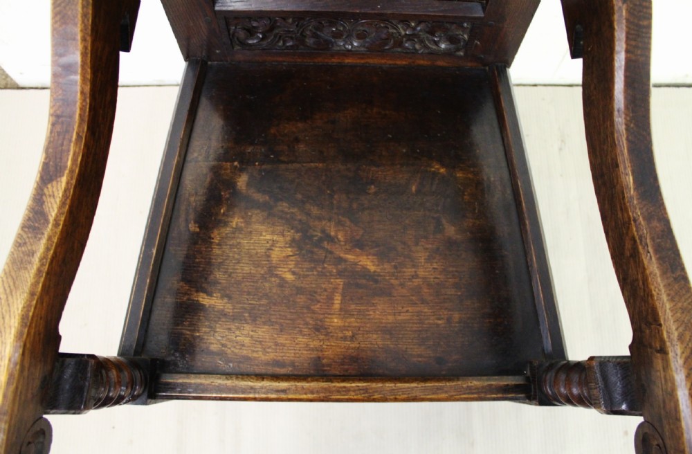 Pair of 19th Century Carved Oak Wainscot Armchairs View V