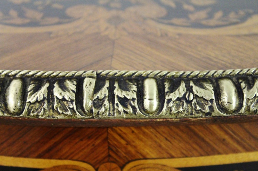 French Floral Marquetry Serpentine Shaped Table View X