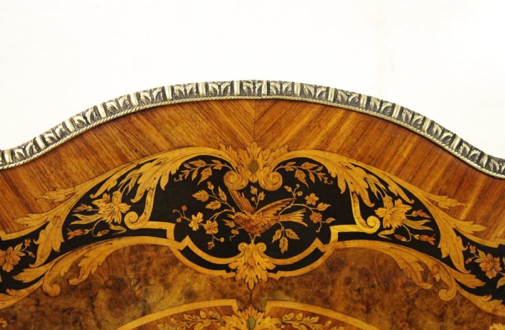 French Floral Marquetry Serpentine Shaped Table View XXIII