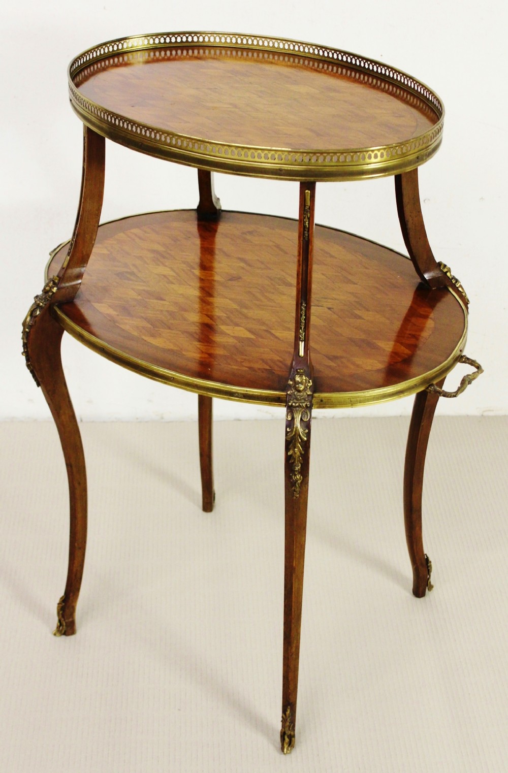 French Kingwood Parquetry Oval Etagere