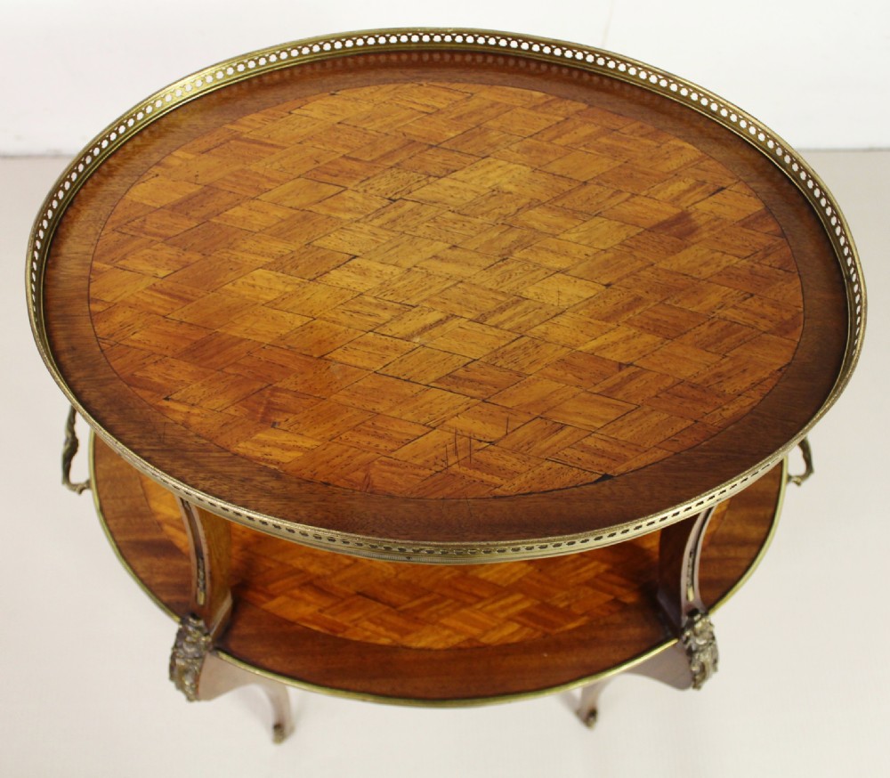 French Kingwood Parquetry Oval Etagere View III