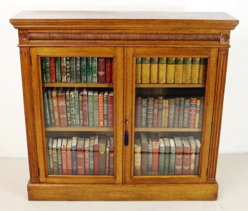 Edwardian Oak Glazed Bookcase