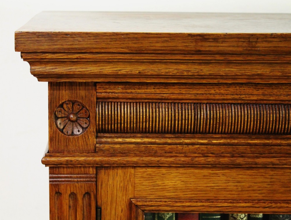 Edwardian Oak Glazed Bookcase View II