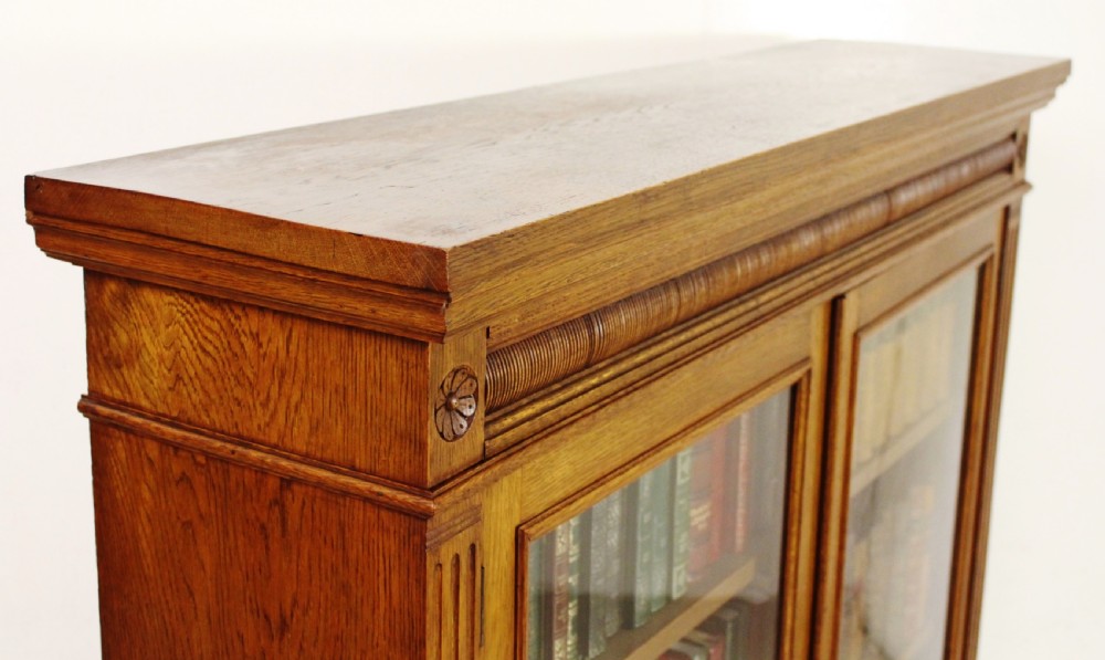 Edwardian Oak Glazed Bookcase View IX