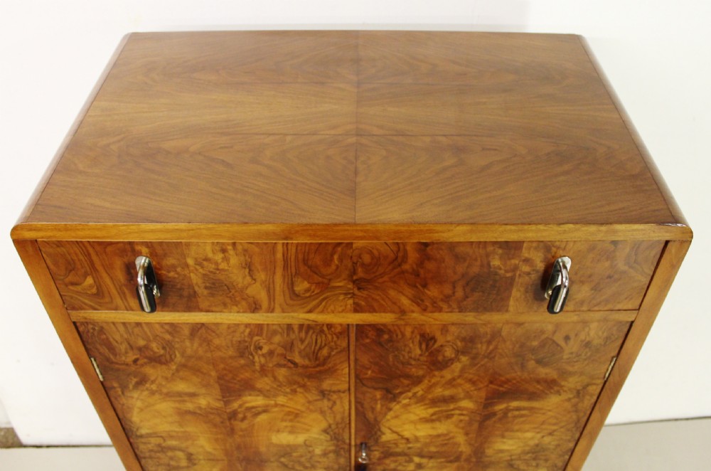 Art Deco Burr Walnut Linen Press View IV