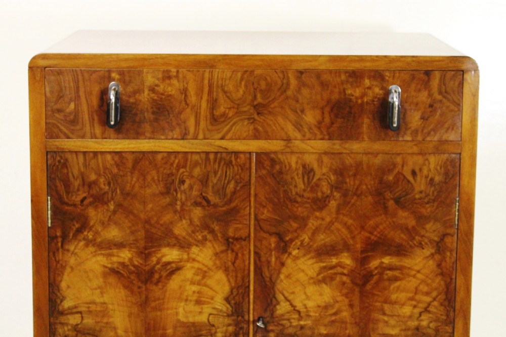 Art Deco Burr Walnut Linen Press View VI
