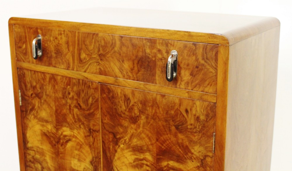 Art Deco Burr Walnut Linen Press View XI
