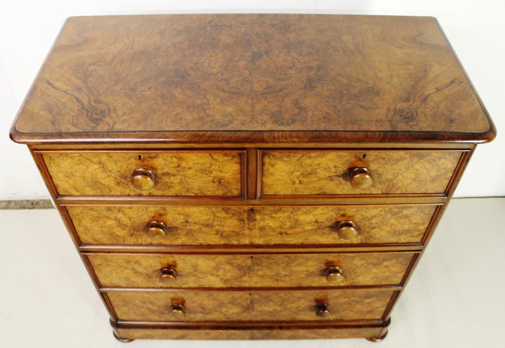 Victorian Burr Walnut Chest of Drawers View V
