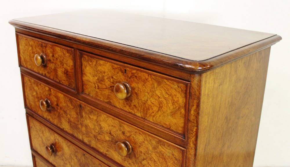 Victorian Burr Walnut Chest of Drawers View XIII