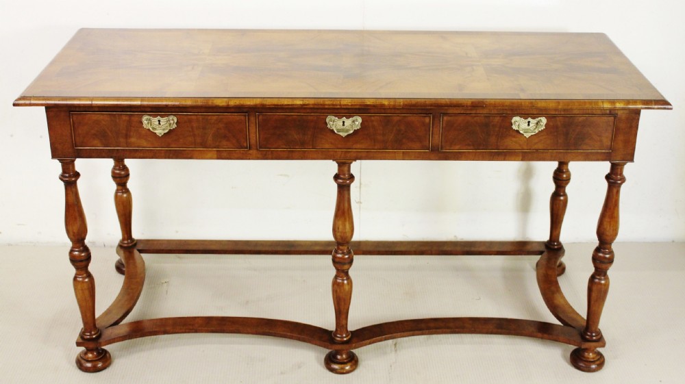 Long Burr Walnut Console Table