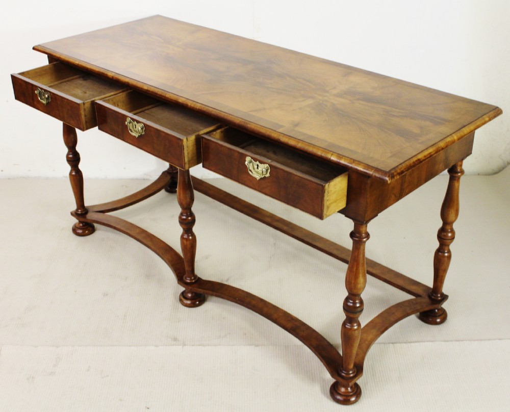 Long Burr Walnut Console Table View III