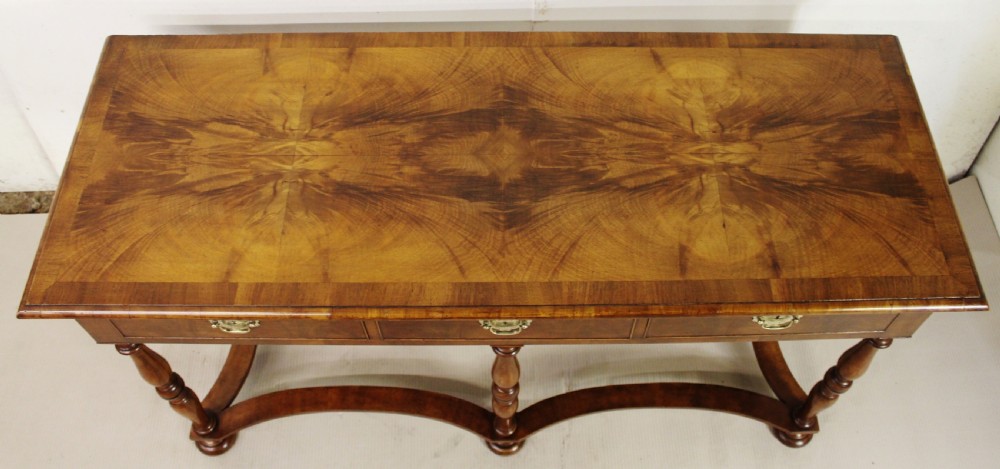 Long Burr Walnut Console Table View V