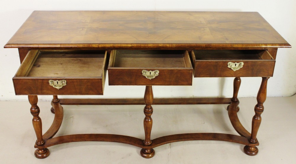 Long Burr Walnut Console Table View XIII