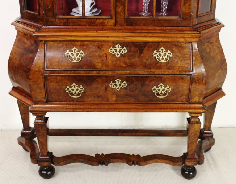 Dutch Burr Walnut Bombe Display Cabinet View VIII
