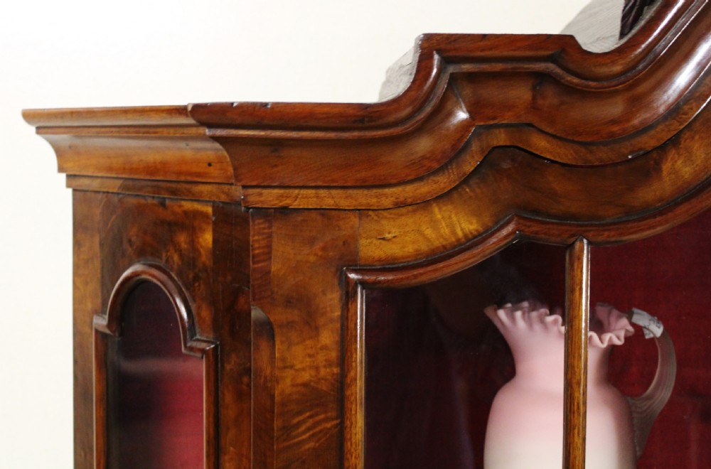 Dutch Burr Walnut Bombe Display Cabinet View XVII