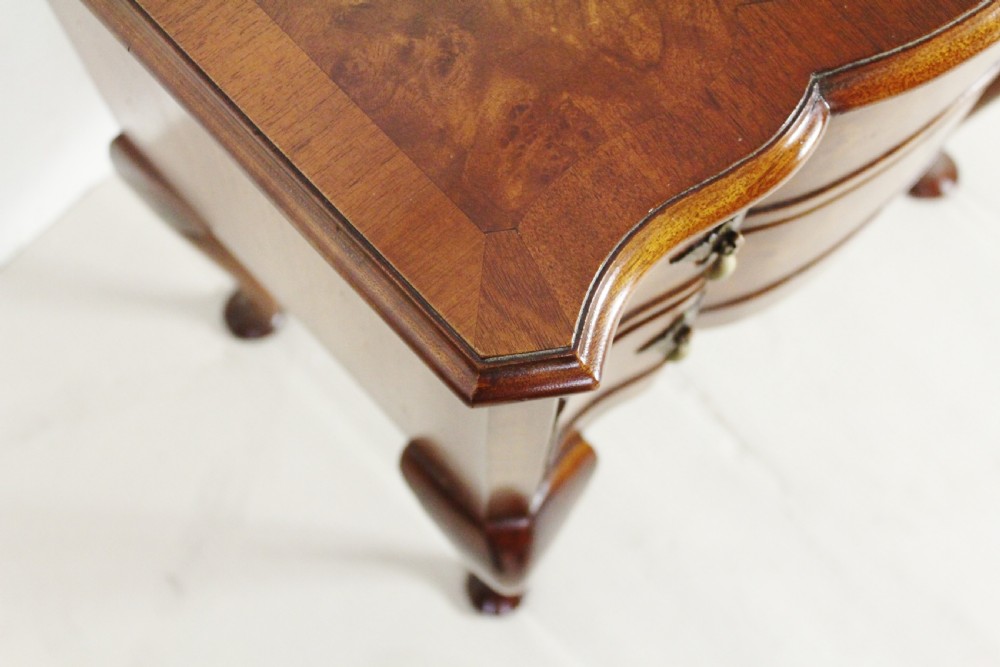 Burr Walnut 2 Drawer Serpentine Chest View VII