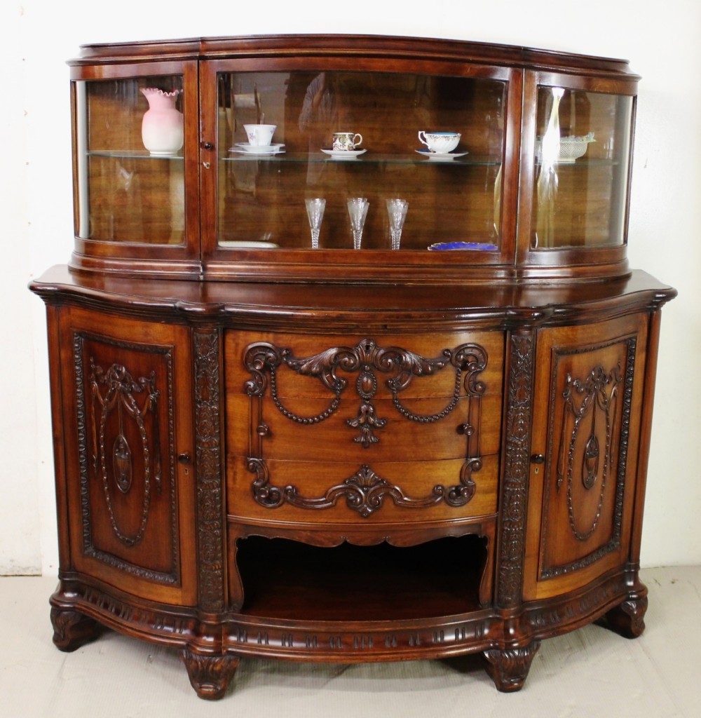 Neo Classical Style Glazed Mahogany Sideboard